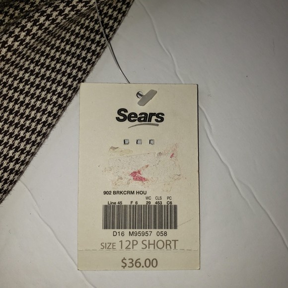 COVINGTON Brown White Houndstooth Slacks Pants Trousers Size 12P Short NEW - Picture 6 of 7